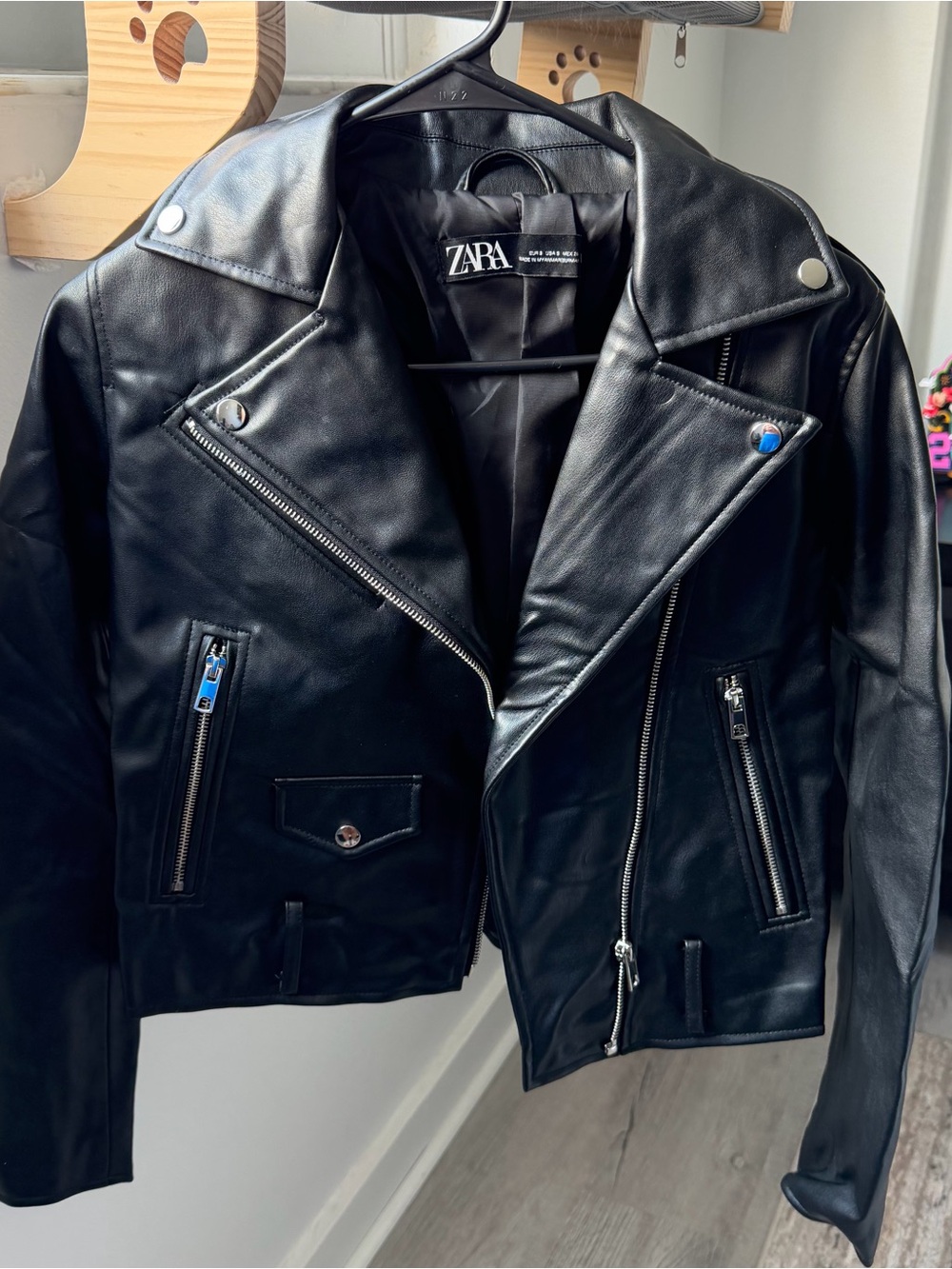 zara leather black jacket